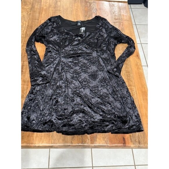 Hot Topic Social Collision Cosmic Aura Pumpkin Whimsygoth Dress 3 3X Damask Velv - Picture 10 of 14